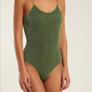Oseree Green Lurex Lumiere One-Piece Swimsuit SZ-L